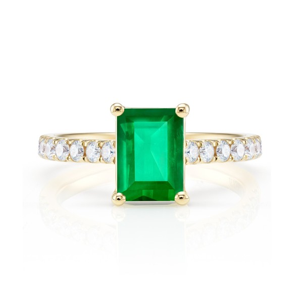 Anillo oro amarillo esmeralda colombiana