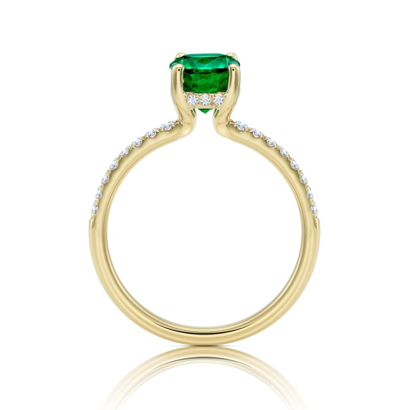 anillo brillantes esmeralda oro