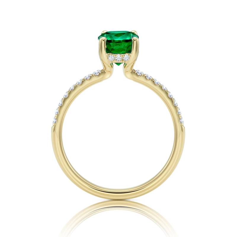 anillo de oro amarillo con esmeralda y diamantes