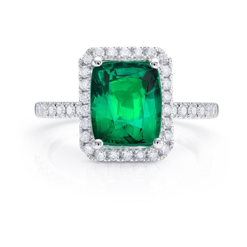 anillo oro blanco esmeralda brillantes