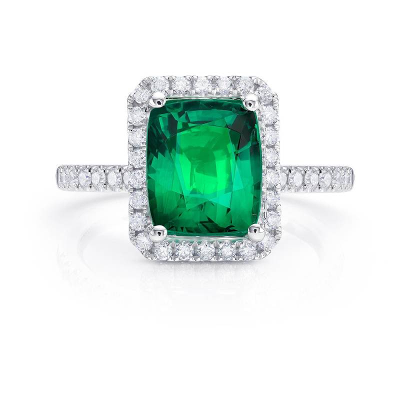 Anillo de oro blanco con Esmeralda colombiana