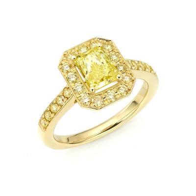 anillo amarillo oro diamantes amarillos