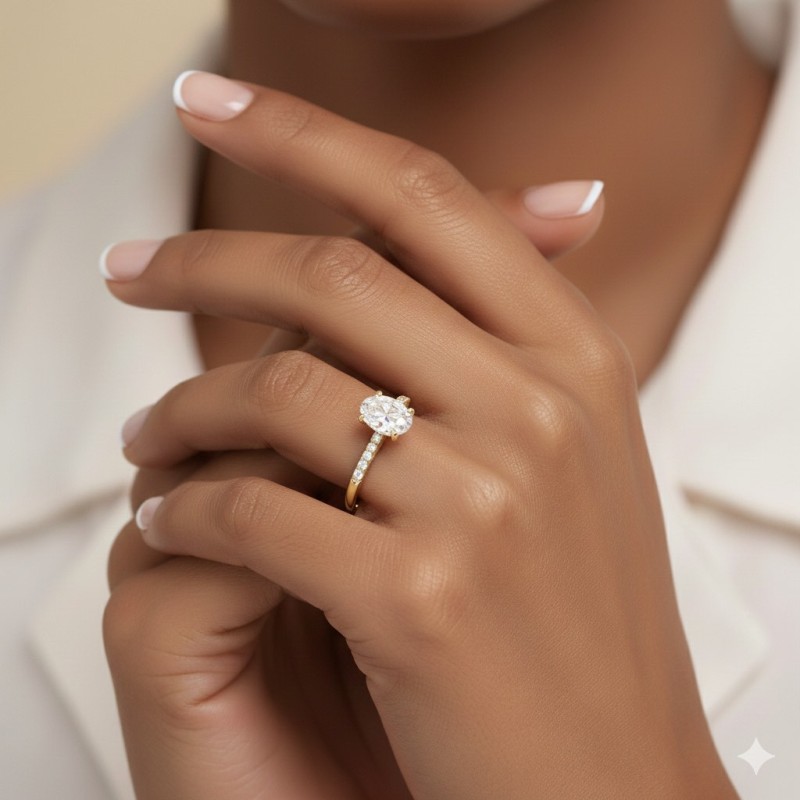 anillo oro amarillo diamante oval