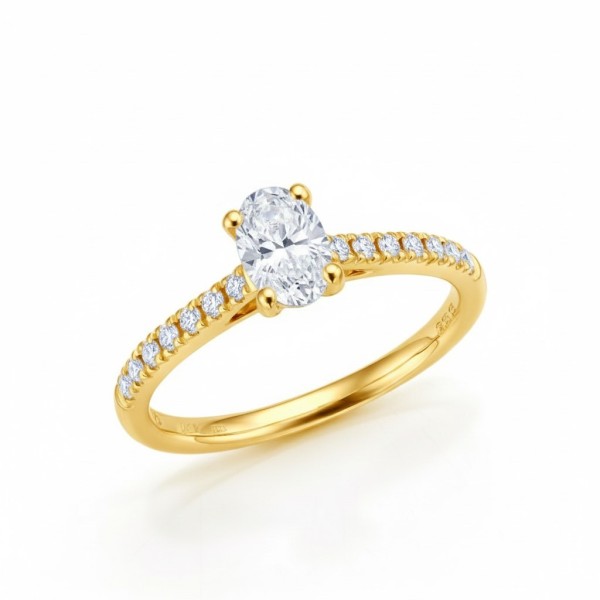 anillo oval oro amarillo