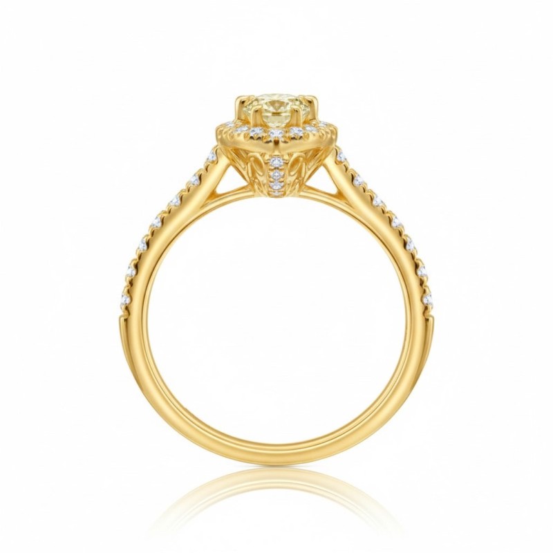 anillo oro amarillo con diamante natural de color FANCY YELLO (diamante natural amarillo)