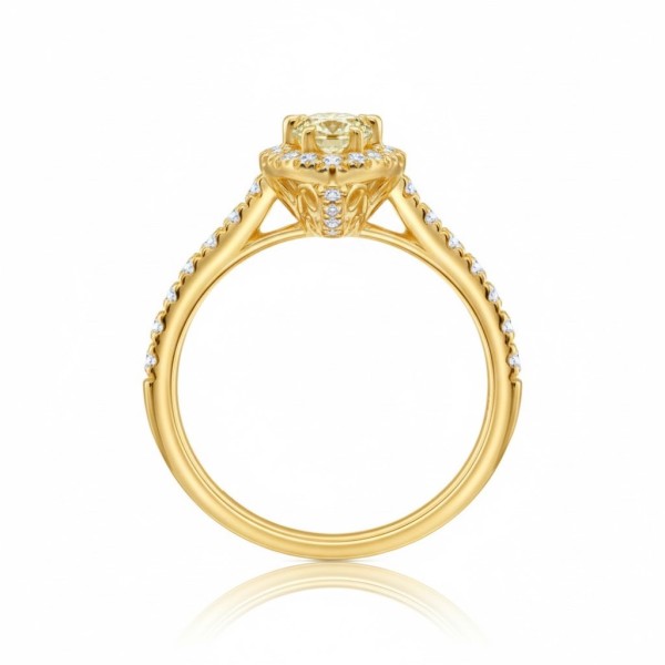 anillo oro amarillo con diamante natural de color FANCY YELLO (diamante natural amarillo)