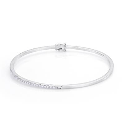 Pulsera de diamantes tipo brazalete rígido en oro blanco de 18k - Jorge Juan Joyeros
