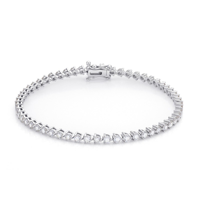 Pulsera Riviere de diamantes y oro blanco de 18 quilates estilo Tenis.