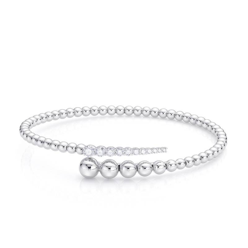 Pulsera semi-rígida de oro blanco con 11 diamantes brillantes en disminución