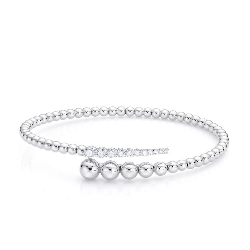 Pulsera semi-rígida de oro blanco con 11 diamantes brillantes en disminución