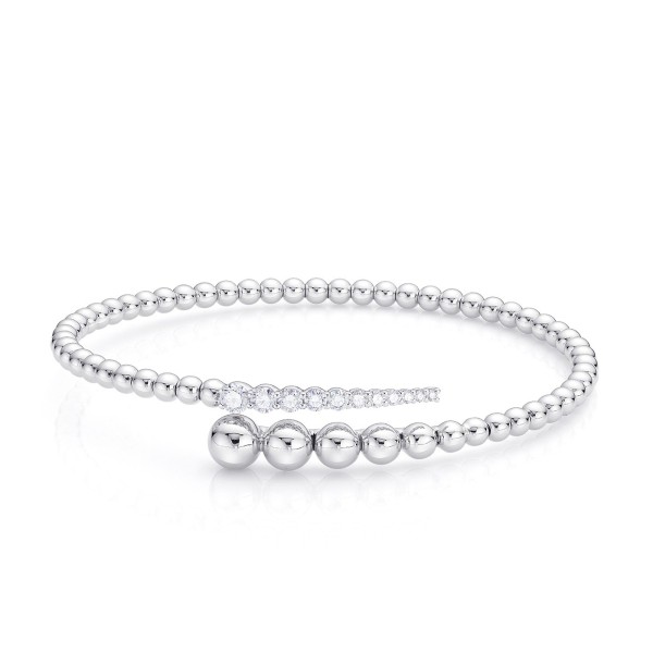 Pulsera semi-rígida de oro blanco con 11 diamantes brillantes en disminución