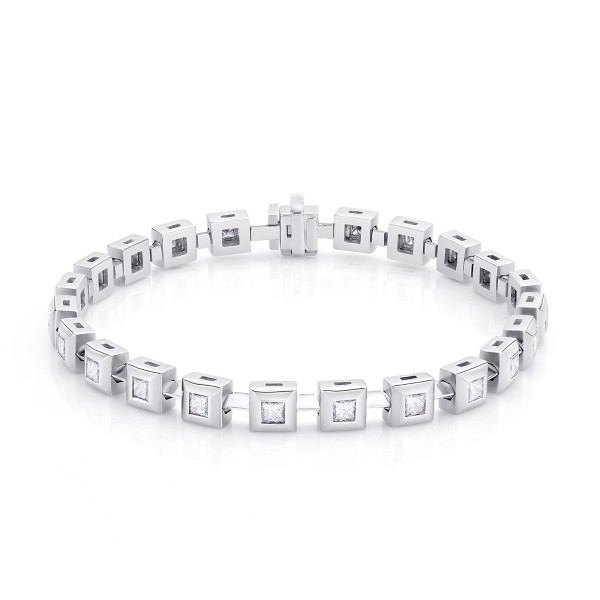 Pulsera de oro blanco con diamantes en talla princesa Princess Cut