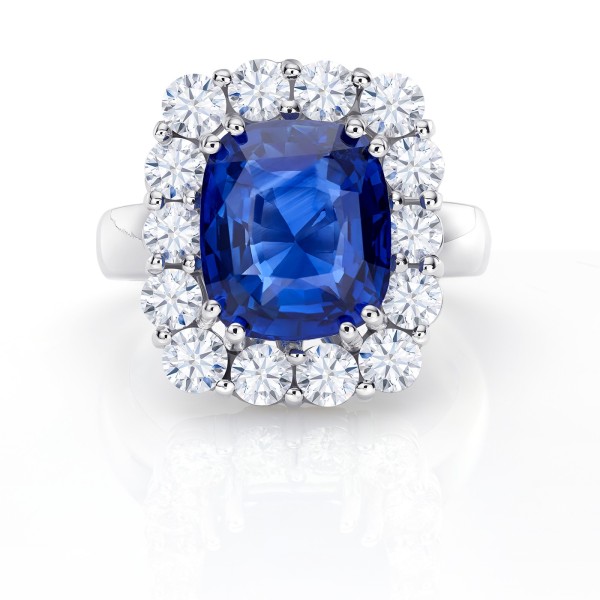 anillo zafiro ceylan y brillantes