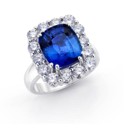 anillo zafiro azul ceylan y brillantes