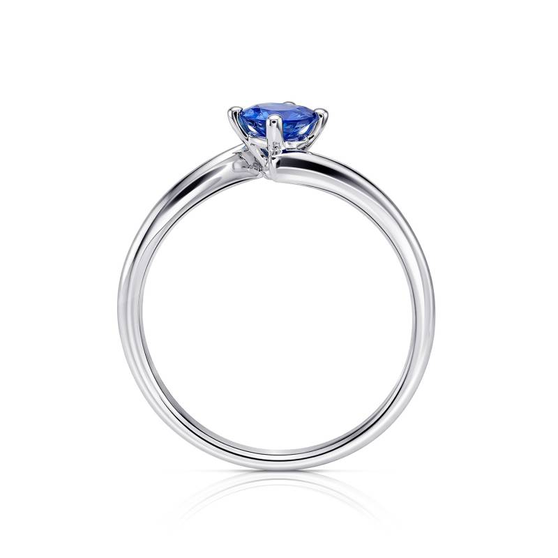 anillo zafiro azul en oro blanco