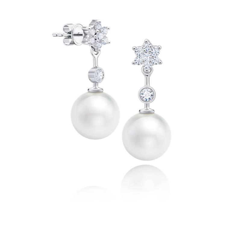 Pendientes de novia con perlas y diamantes