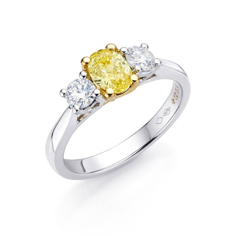anillo tresillo con diamante amarillo Fancy