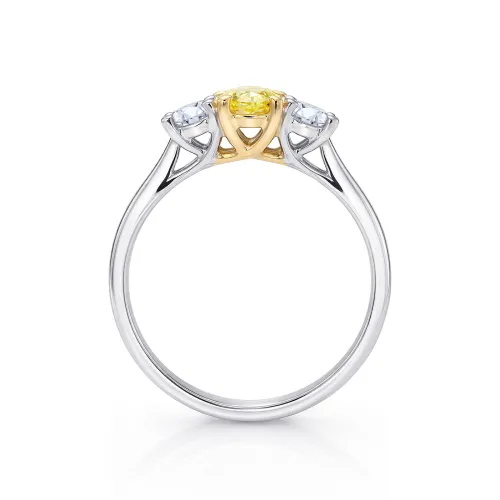 Anillo Tresillo en oro 18K con Diamante Amarillo desde 0.45 cts  Modelo Fancy Yellow