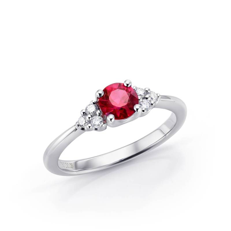 anillo rubi y seis brillantes