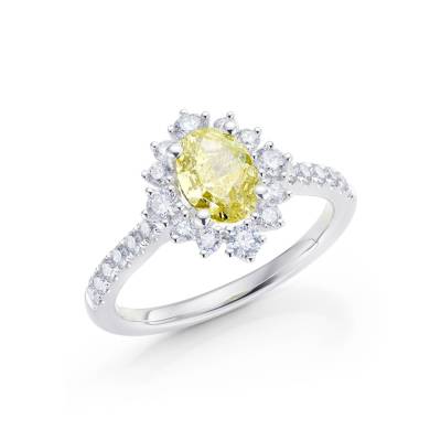 anillo con diamante amarillo certificado