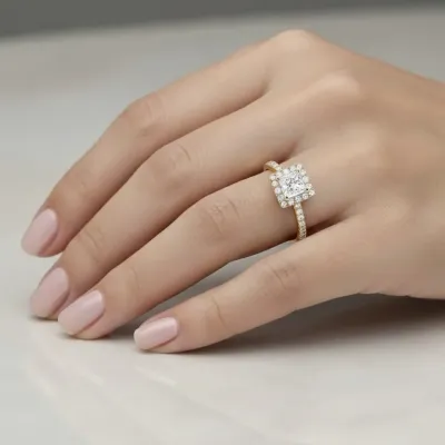 anillo diamante princesa y orla