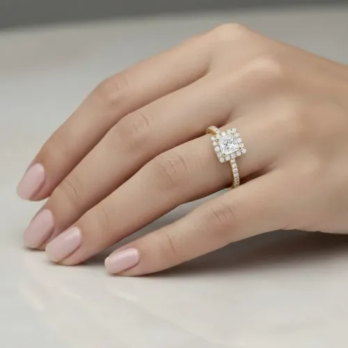 anillo diamante princesa y orla