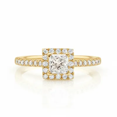 anillo diamante con orla cuadrada