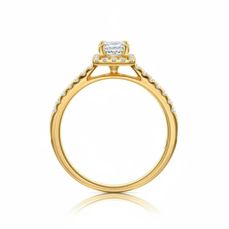anillo oro amarillo y diamante princesa