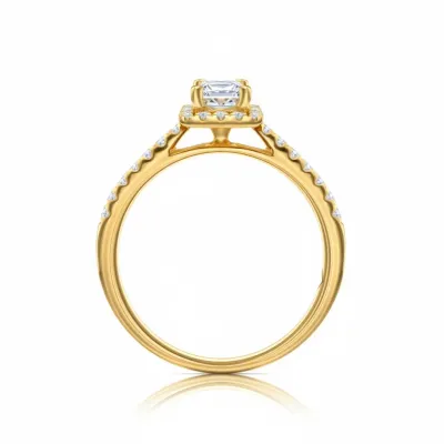 anillo oro amarillo y diamante princesa