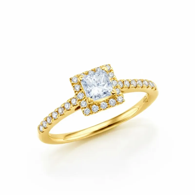 anillo diamante princesa oro amarillo