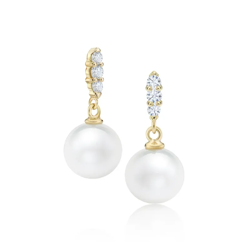 pendientes perlas australianas oro y brillantes