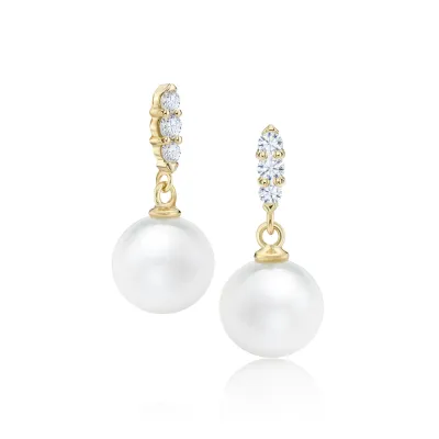 pendientes perlas australianas oro y brillantes