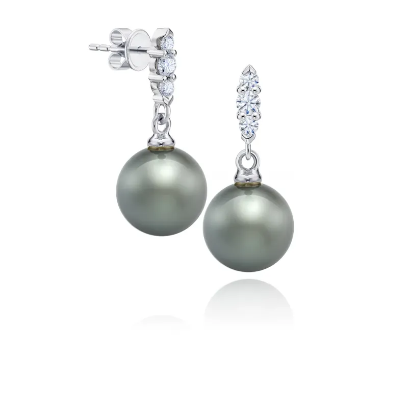 pendientes perlas tahiti con brillantes en oro blanco