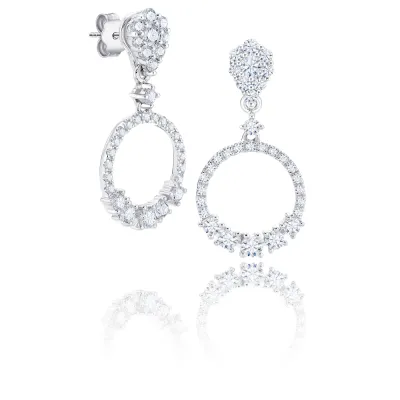 Pendientes semi-largos con brillantes en oro de 18K