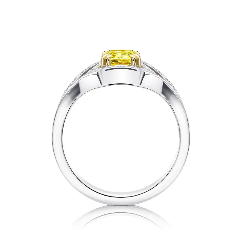 anillo fancy yellow radiant natural