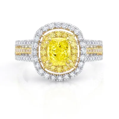 anillo diamante talla radiant amarillo natural fancy