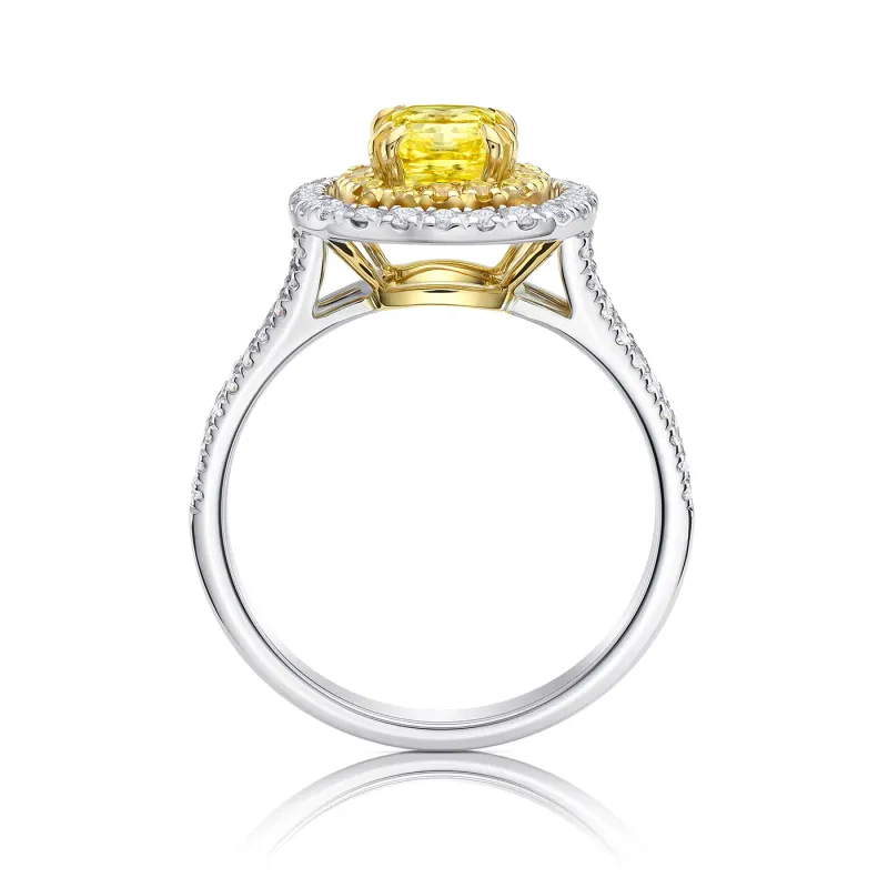 anillo exclusivo con diamante amarillo natural fancy