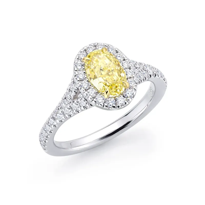 anillo diamante oval fancy yellow natural