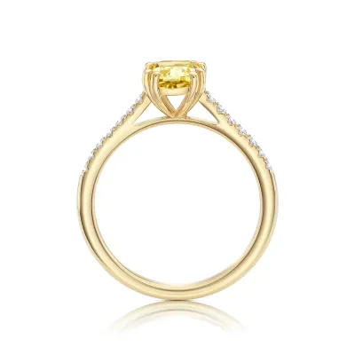 anillo oro y diamante amarillo natural