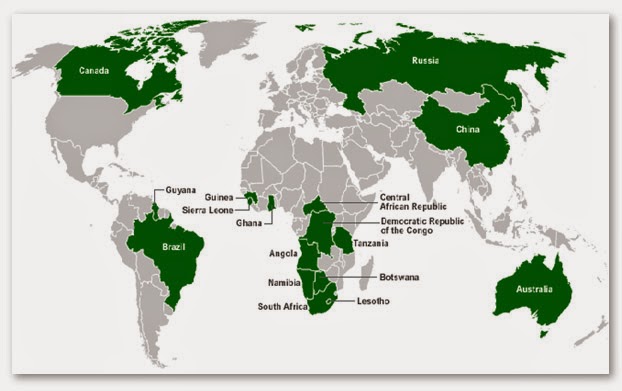 paises productores de diamantes en el mundo
