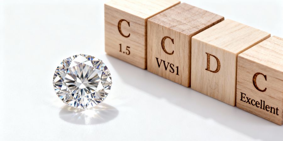 mostrando el diamante con sus 4c