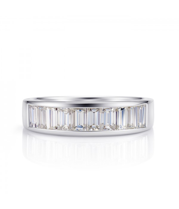 Alianza Carril 10 Diamantes talla Baguette oro blanco -SCE 47