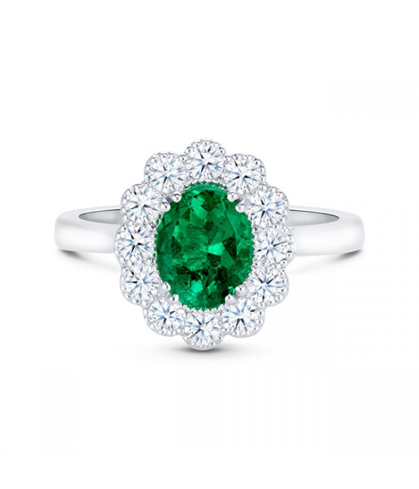 Conflicto Terapia Entender mal Anillo Oro Blanco Esmeralda y Brillantes - Talla Oval - Jorge Juan Joyeros