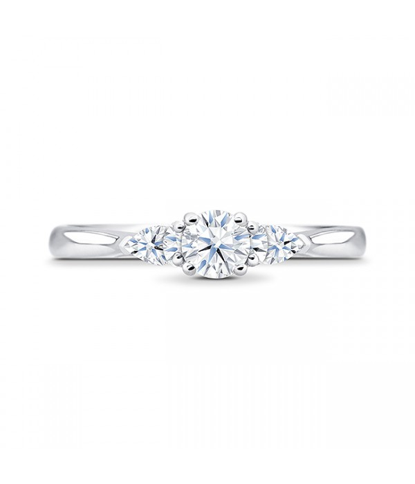 Sorltija con 3 diamantes y dos perillas en oro blanco 18 k "Masada"