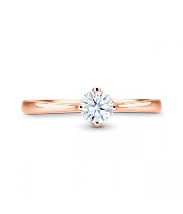 Anillo de Pedida "Ikeda" con Brillante en 4 garras oro rosa