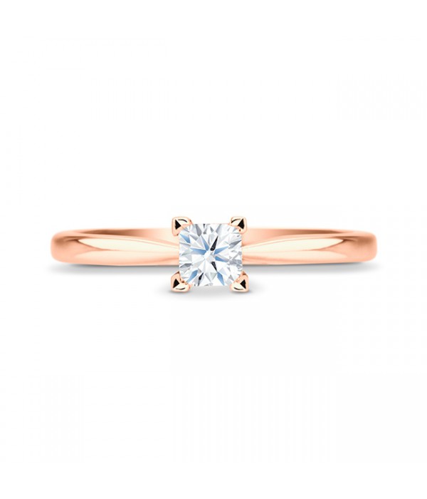 Anillo "Surya-R" solitario oro rosa 18k con diamante talla princesa