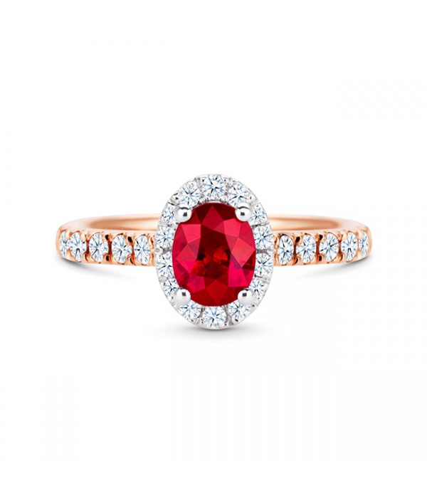 Anillo Rubi Orla Diamantes Oro rosa Color pasion