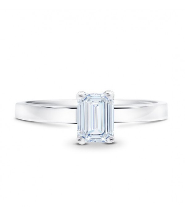 Solitario de oro blanco de precioso diseño clásico SCE 21