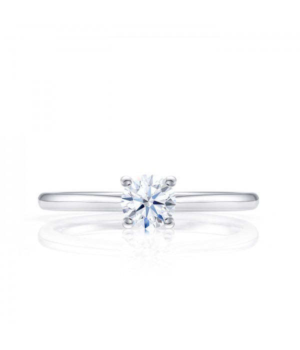 Anillo "Pekin" Solitario Oro Blanco y Diamante en Garras 