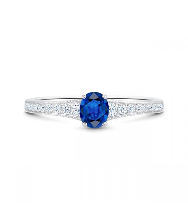 Anillo "BLUE SICILIA" oro y Zafiro | Talla Oval